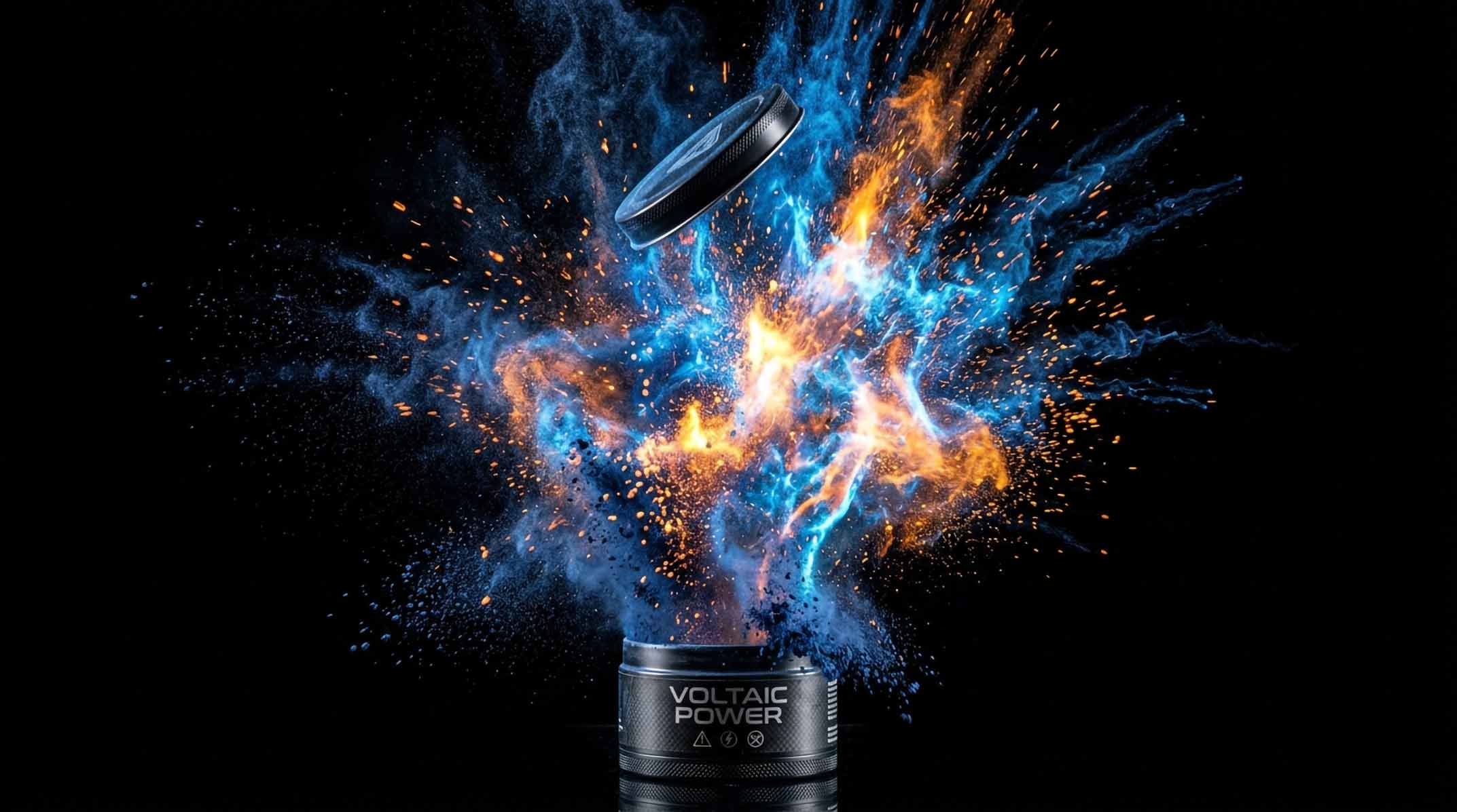 Product presentation, using AI assistance. Dramatic scene with modern explosion.